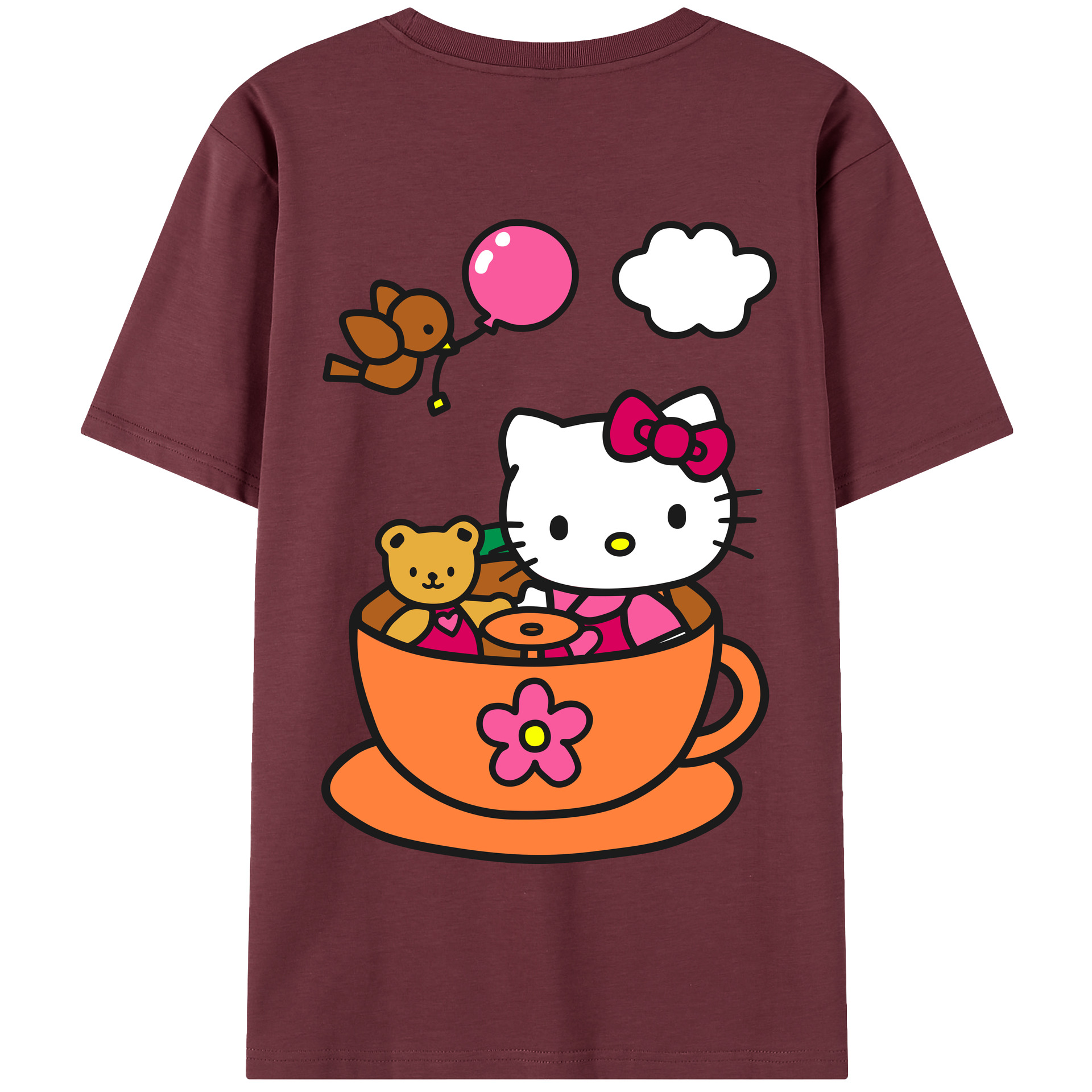 （画像用） Hello Kitty ハローキティ 綿100％半袖Tシャツ（背面プリント）